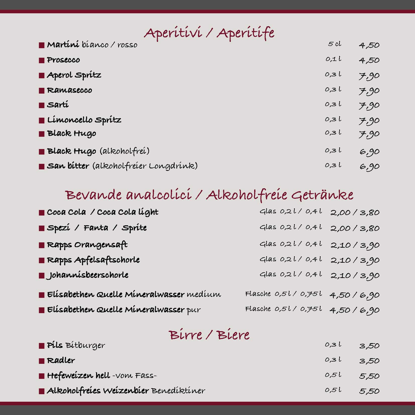 Datoni Speisekarte Aperitivi 5