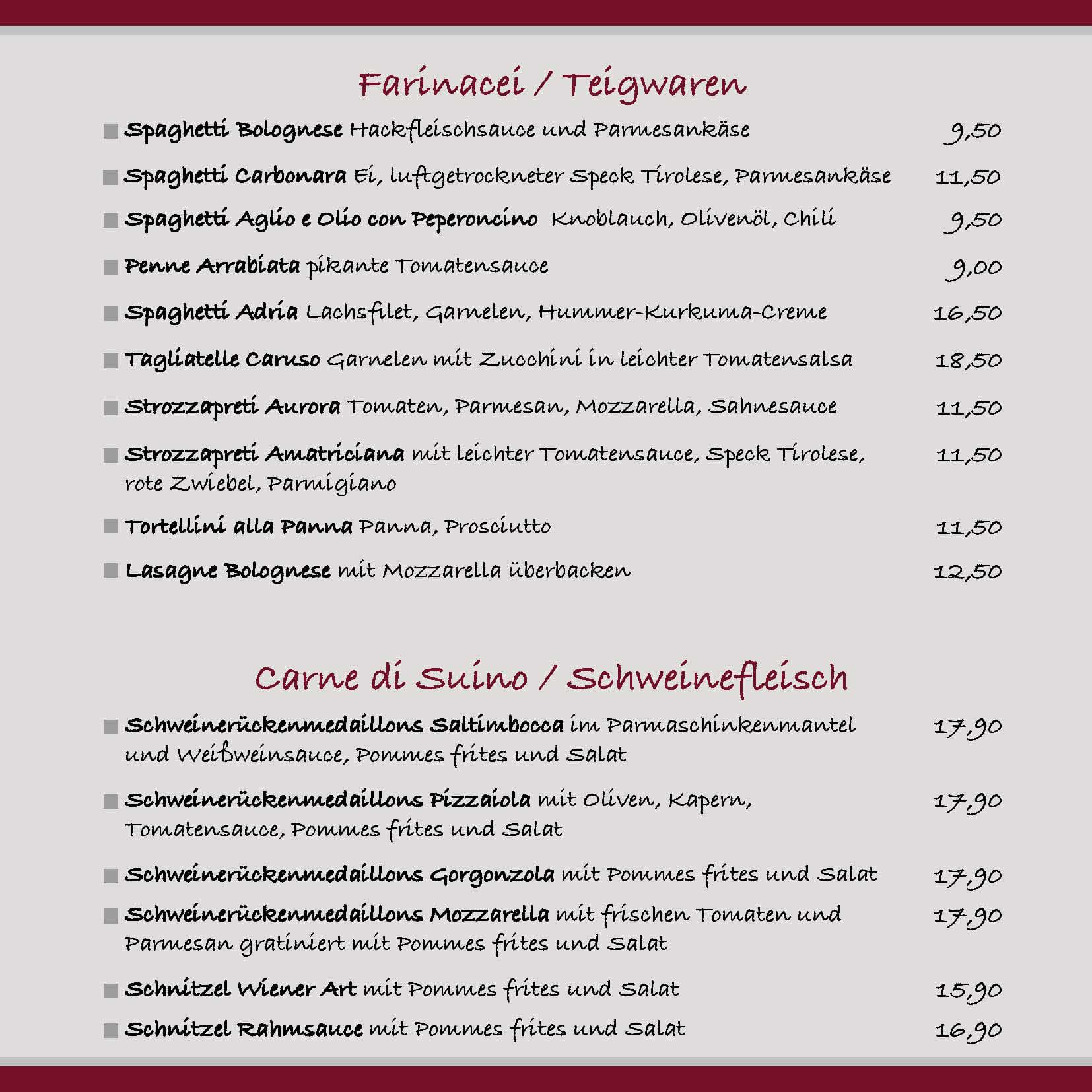 Datoni Speisekarte Farinacei 3